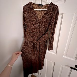 BERSHKA | MID-LEGTH CHEETAH DRESS w/ TIE